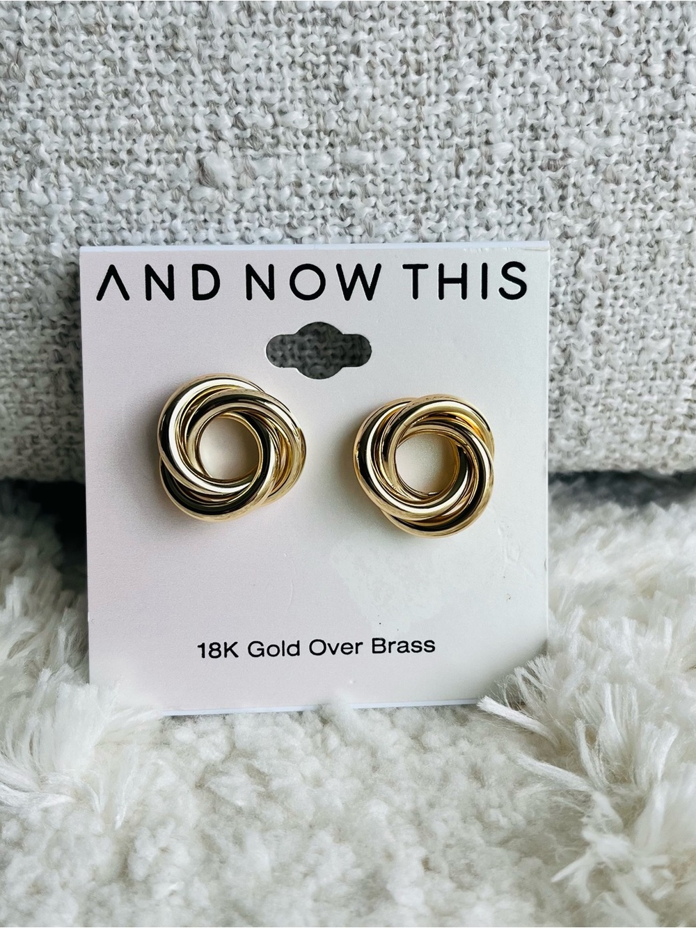And Now This, Gold Plated Brass Interlocking Stud Earring